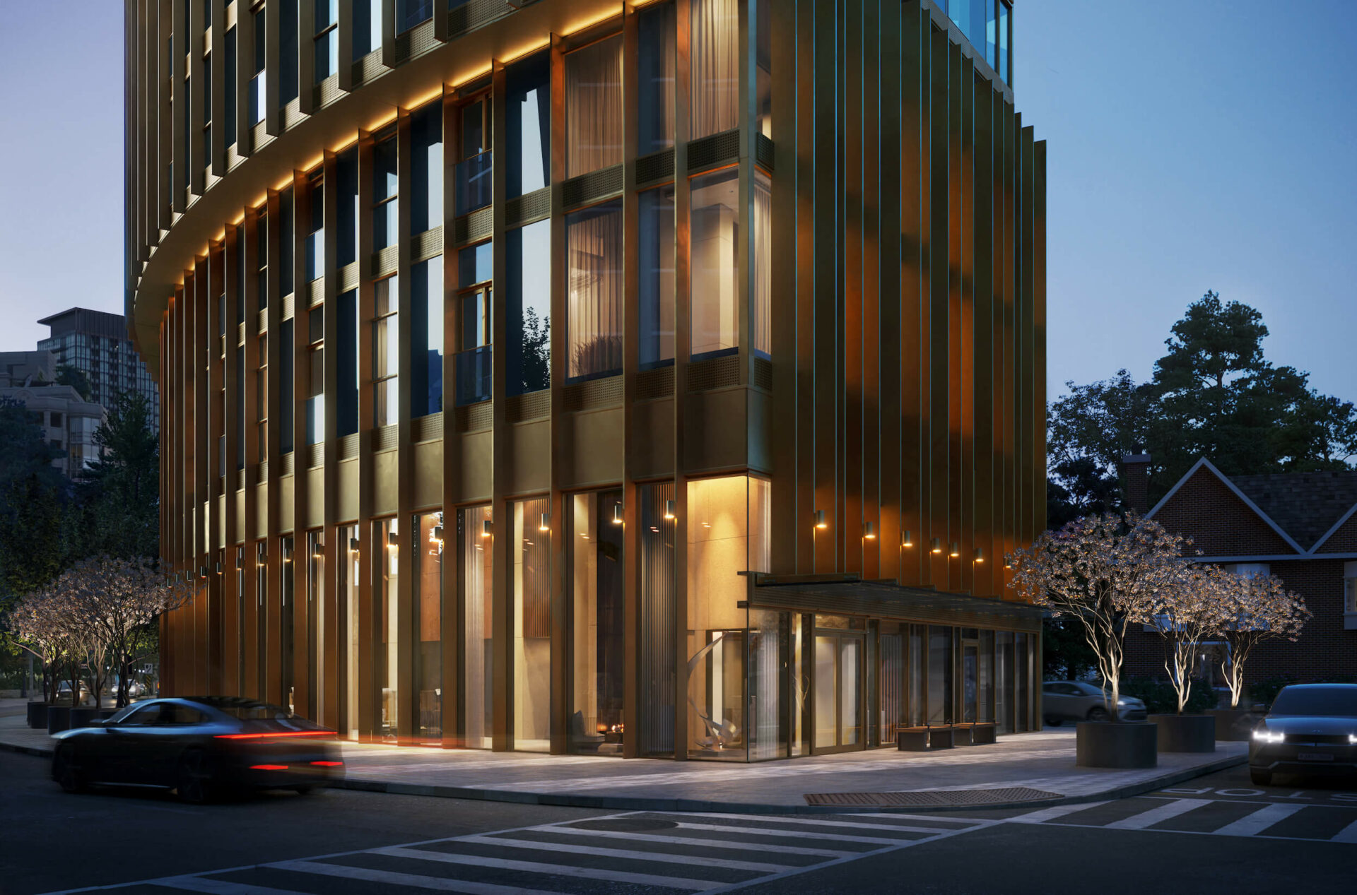 park road condos exterior entrance rendering