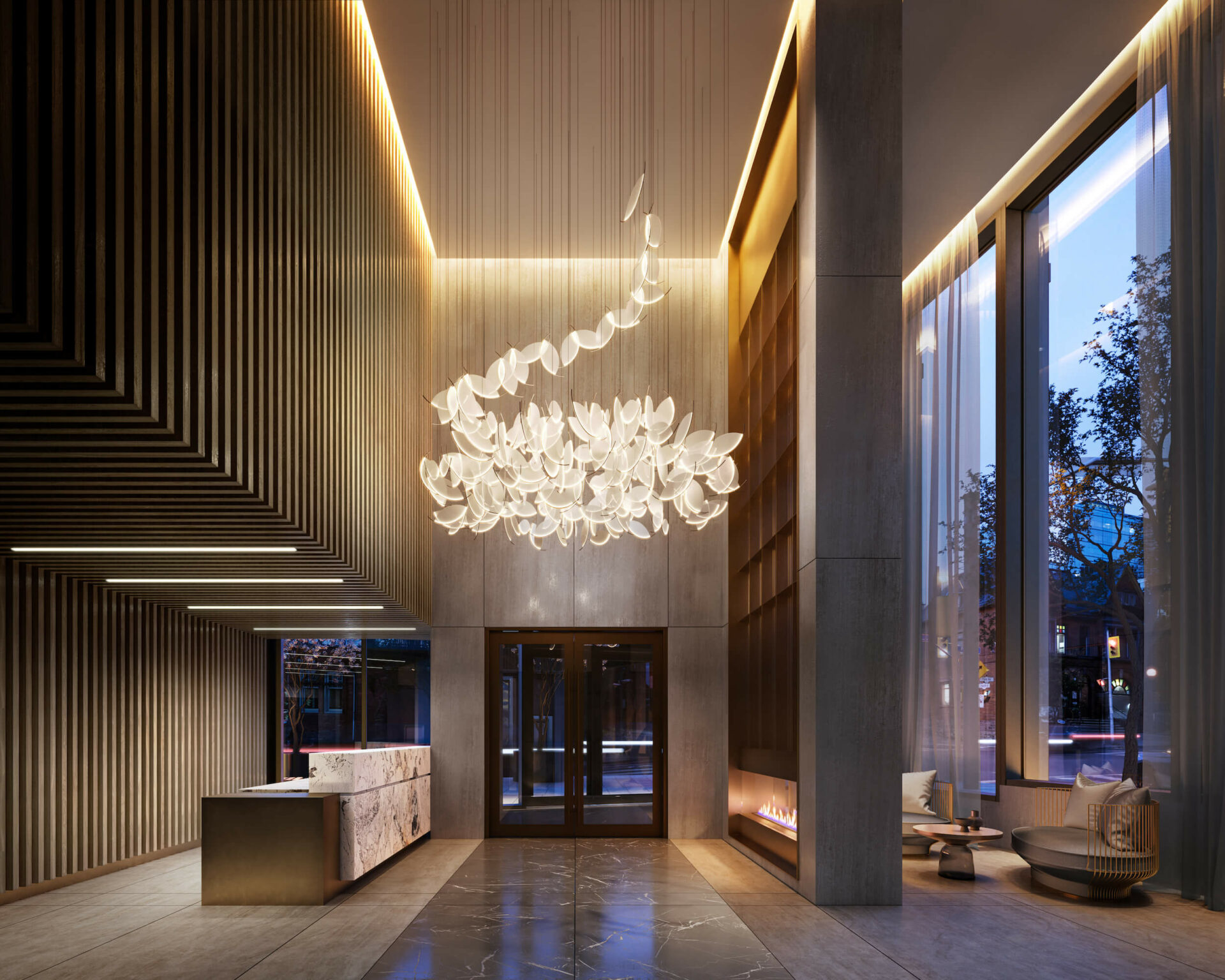 park road condos lobby rendering