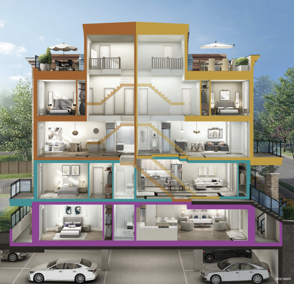 Typical Stacked Townhome Cross Section